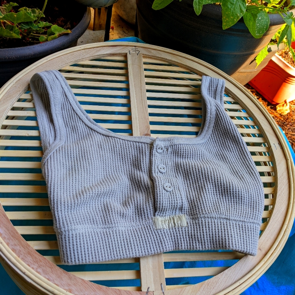 SKIMS Gray Ribbed Bra